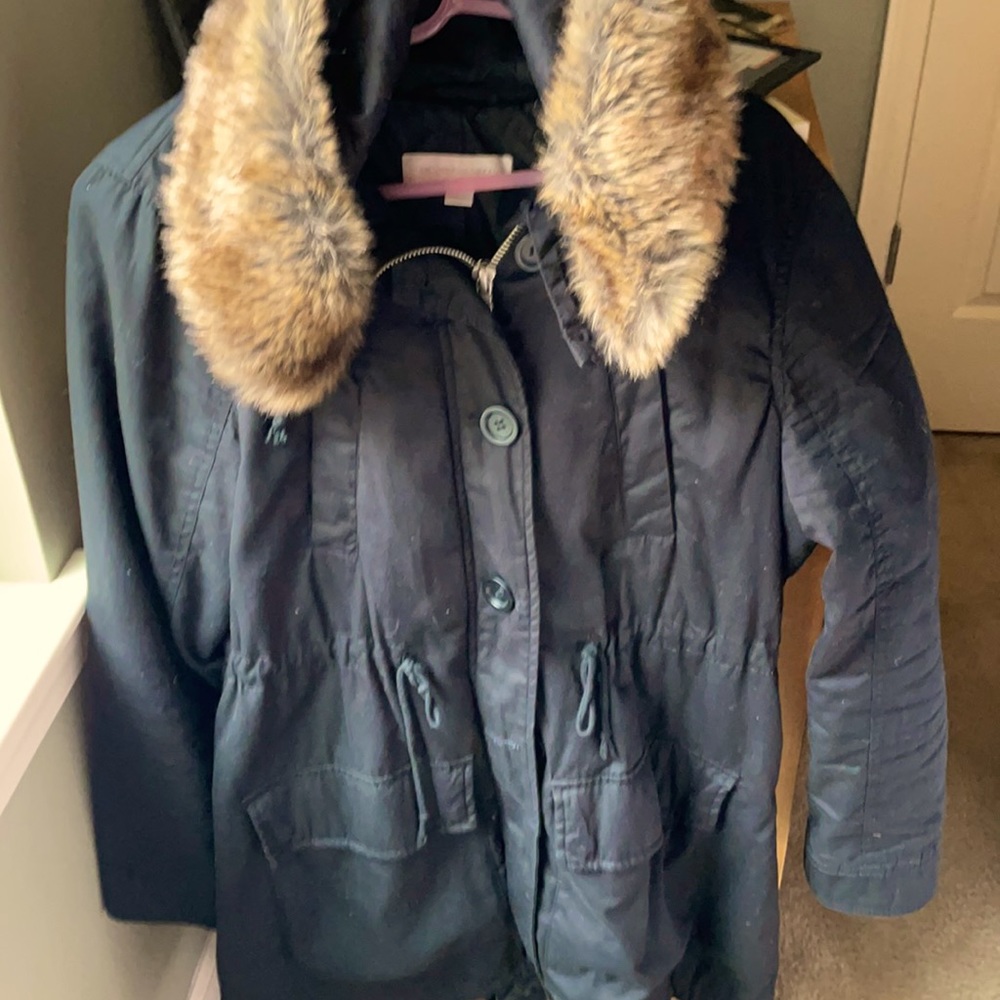 New York & company black mid length jacket